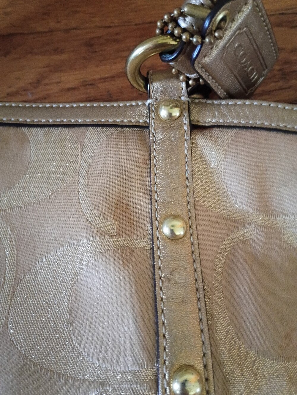 sparkly gold studded sparkly logo coach tote bag y2k - Picture 14 of 16